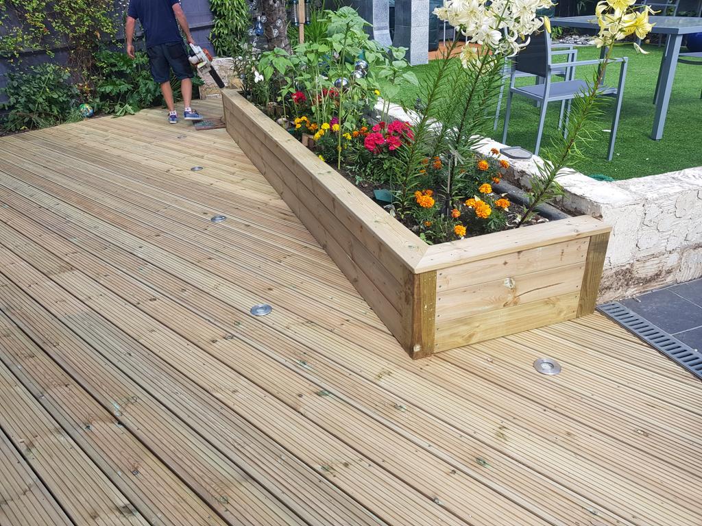 Decking and Raised Flower Beds